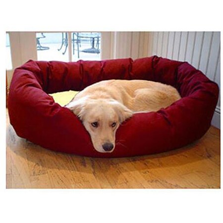 Majestic Pet 40 in. Large Bagel Bed- Burgundy and Sherpa 788995612445